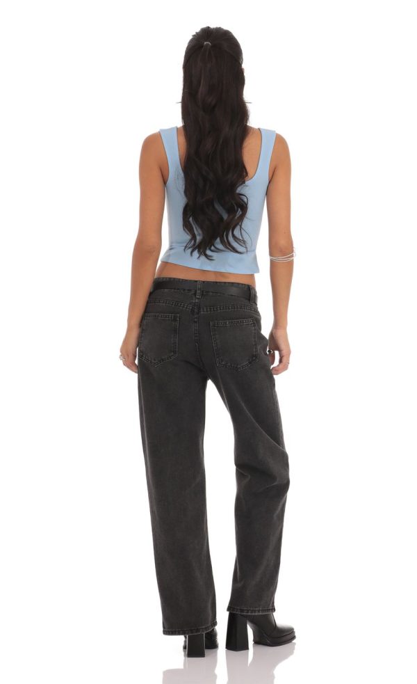 Straight Leg Jeans in Black Denim - Image 2