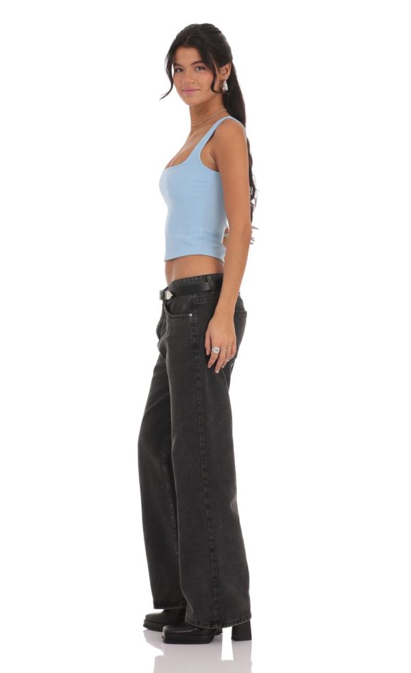 Straight Leg Jeans in Black Denim - Image 3
