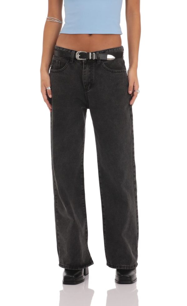 Straight Leg Jeans in Black Denim - Image 4