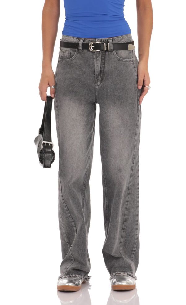 Faded Cutoff Jeans in Grey Denim - Image 4