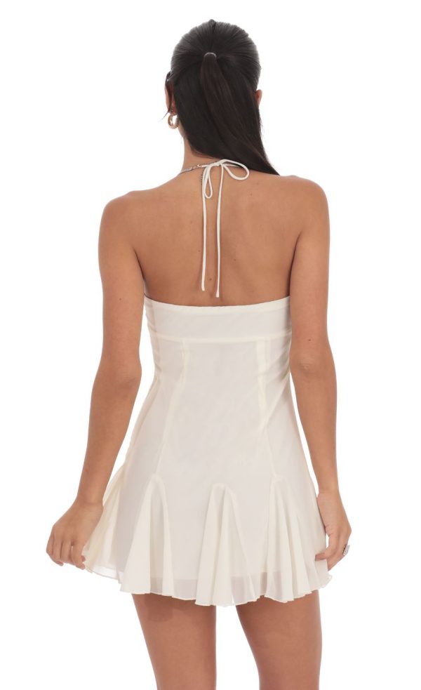Halter Flare Dress in Ivory - Image 2