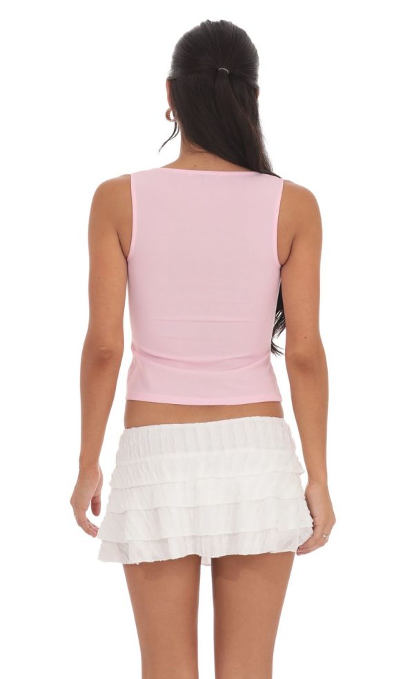 Ruffle Mini Skort in White - Image 3