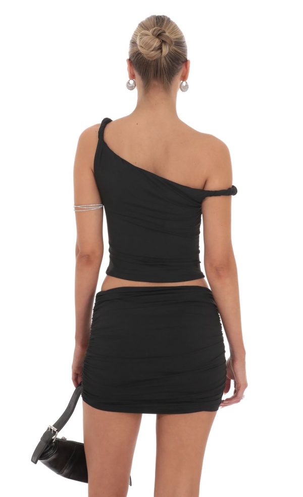 Twist Off Shoulder Two Piece Set in Black - Image 2