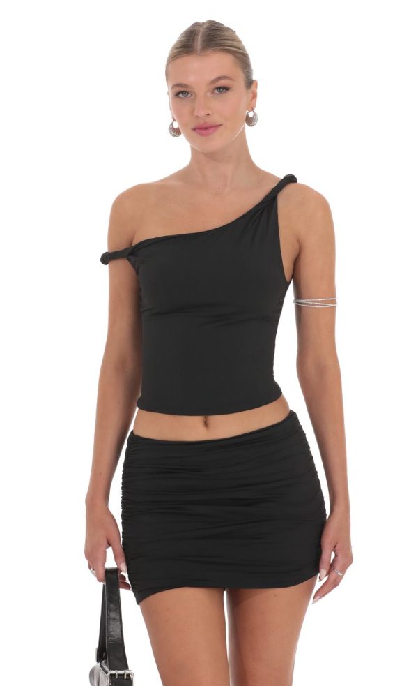 Twist Off Shoulder Two Piece Set in Black - Image 4