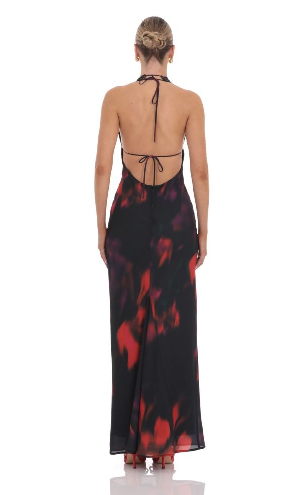 Swirl Lace Bust Maxi Dress in Multicolor Print - Image 2