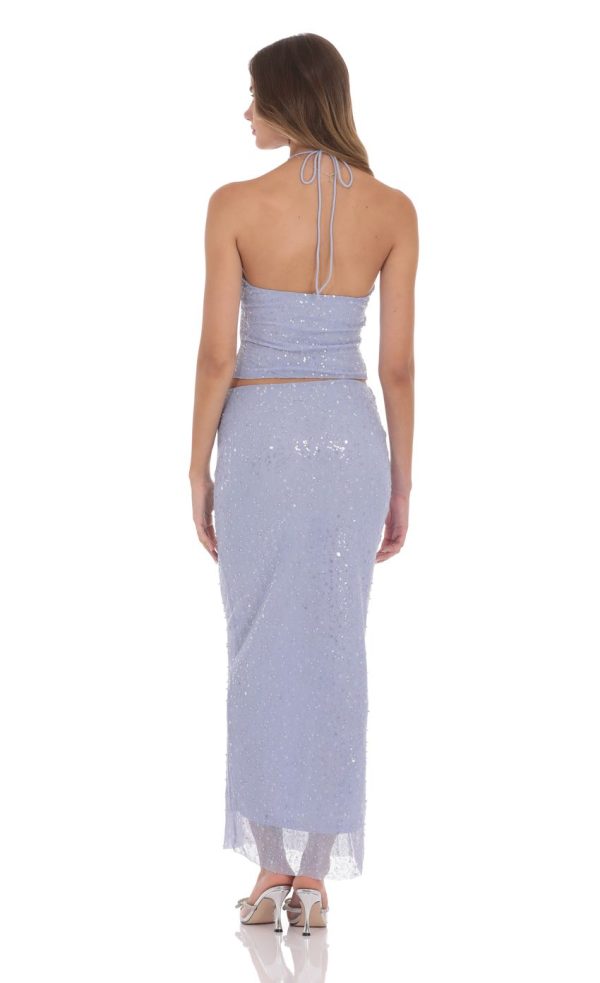 Sequin Pearl Two Piece Set in Periwinkle - Image 2