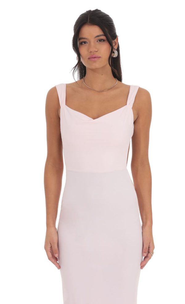 Open Back Bow Maxi Dress in Pink - Image 4