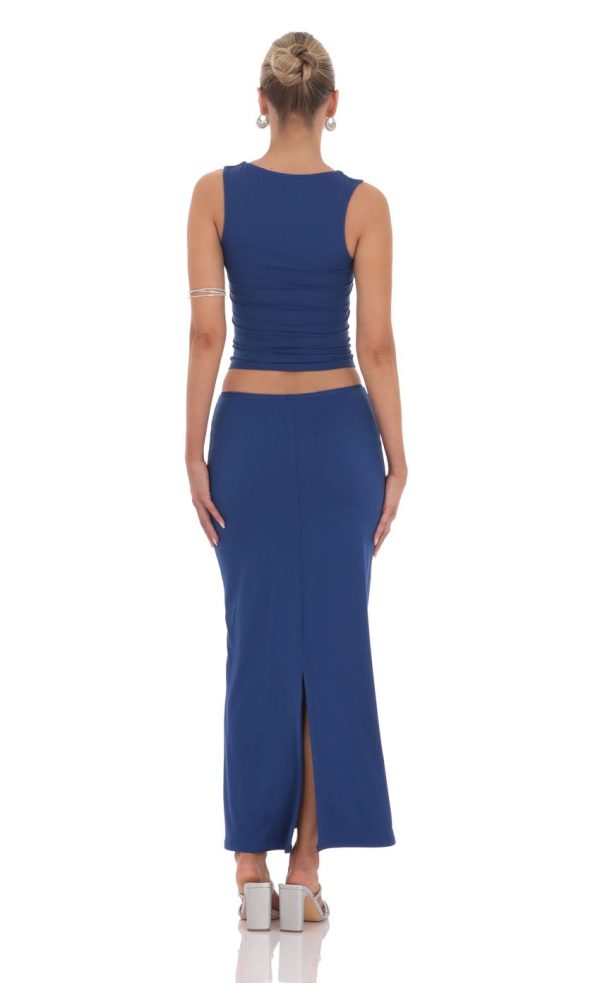 Two Piece Maxi Skirt Set in Blue - Image 3