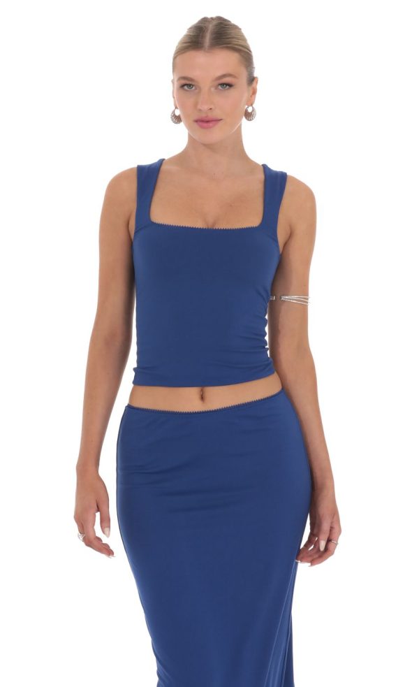 Two Piece Maxi Skirt Set in Blue - Image 4