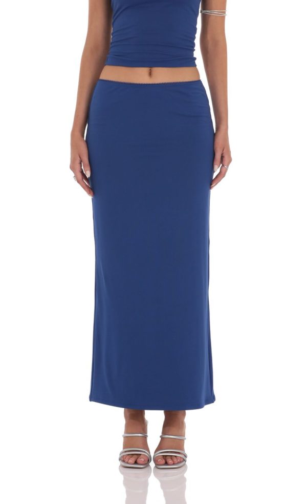 Two Piece Maxi Skirt Set in Blue - Image 5