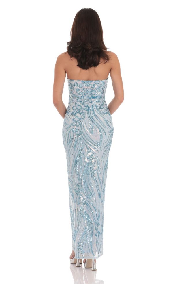 Sequin Pattern Maxi Dress in Sky Blue - Image 2