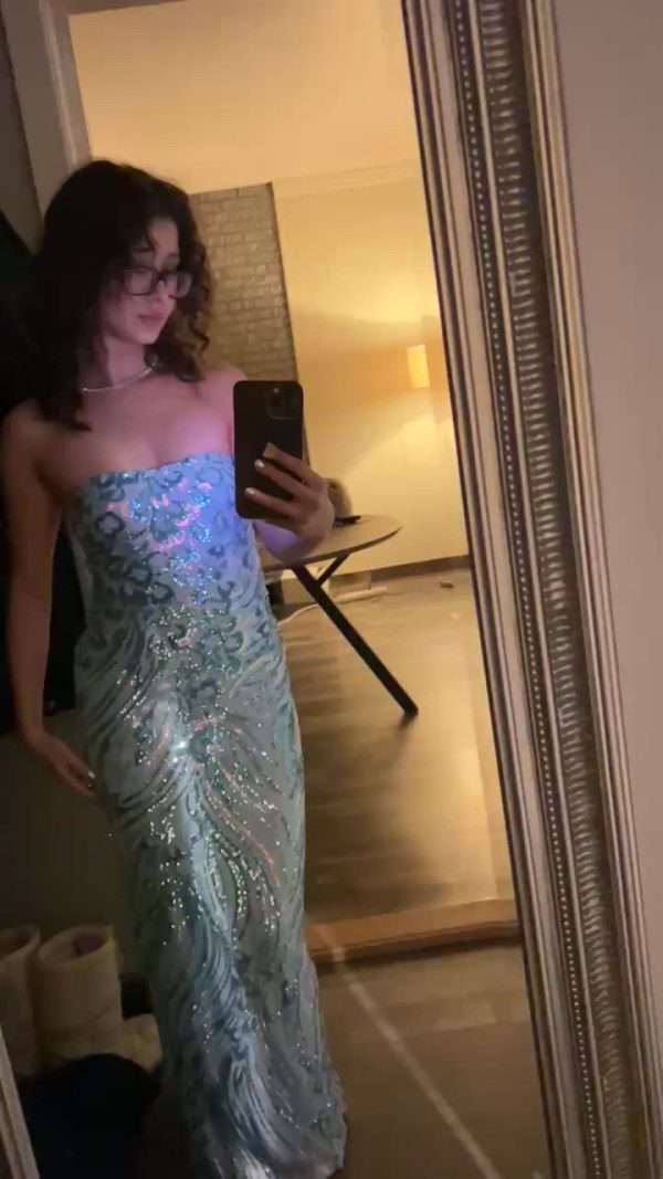 Sequin Pattern Maxi Dress in Sky Blue - Image 6