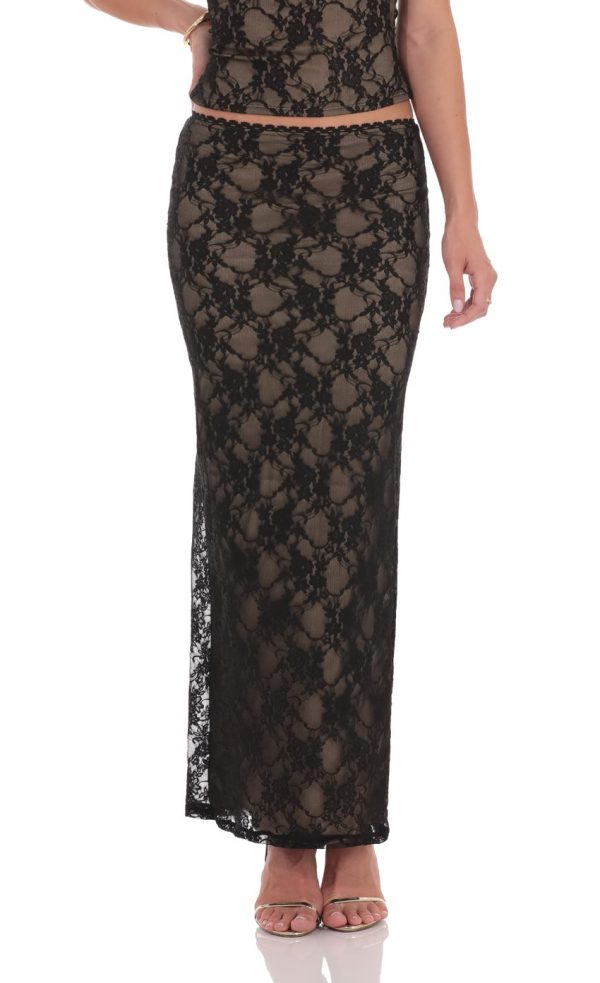 Lace Strapless Two Piece Set in Black - Image 5