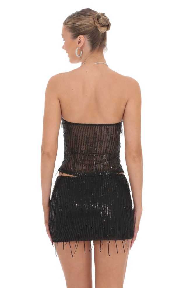Fringe Sequin Top in Black - Image 2