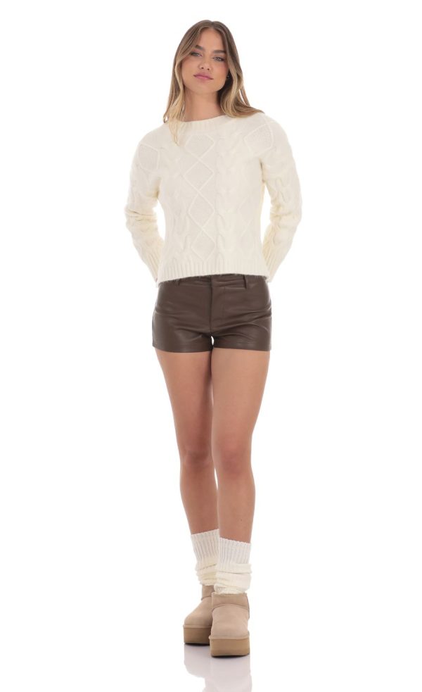 Faux Leather Shorts in Brown - Image 4