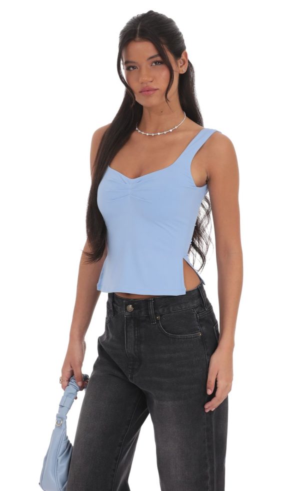 Side Slit Top in Baby Blue