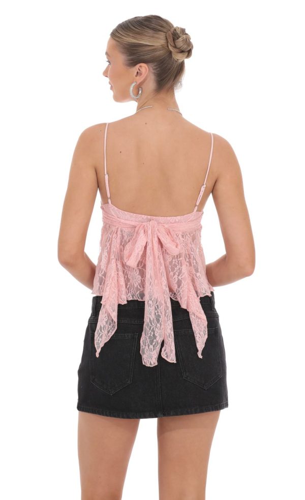 Lace Babydoll Top in Pink - Image 2