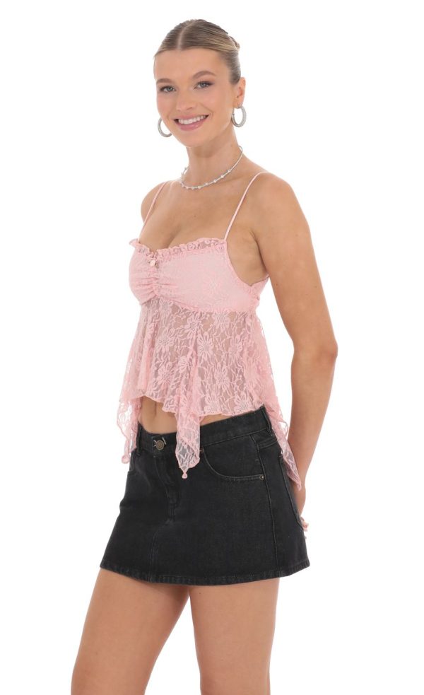 Lace Babydoll Top in Pink - Image 3