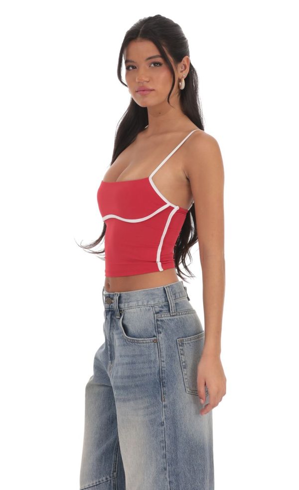 Outline Crop Top in Sky Red - Image 2