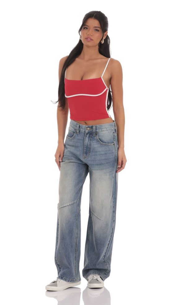 Outline Crop Top in Sky Red - Image 4