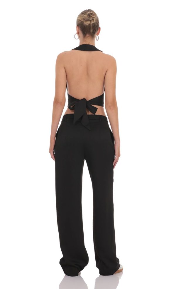 Satin Straight Pants in Black - Image 2