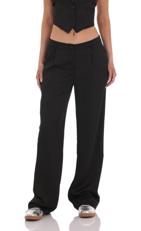 Satin Straight Pants in Black - Image 4