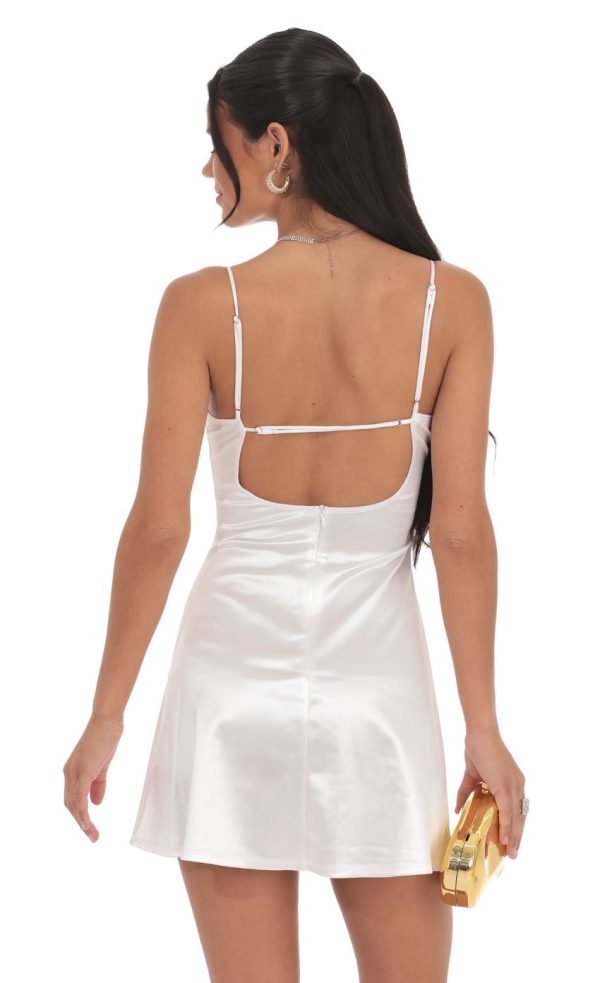 Satin Front Hook Dress in White - Image 2