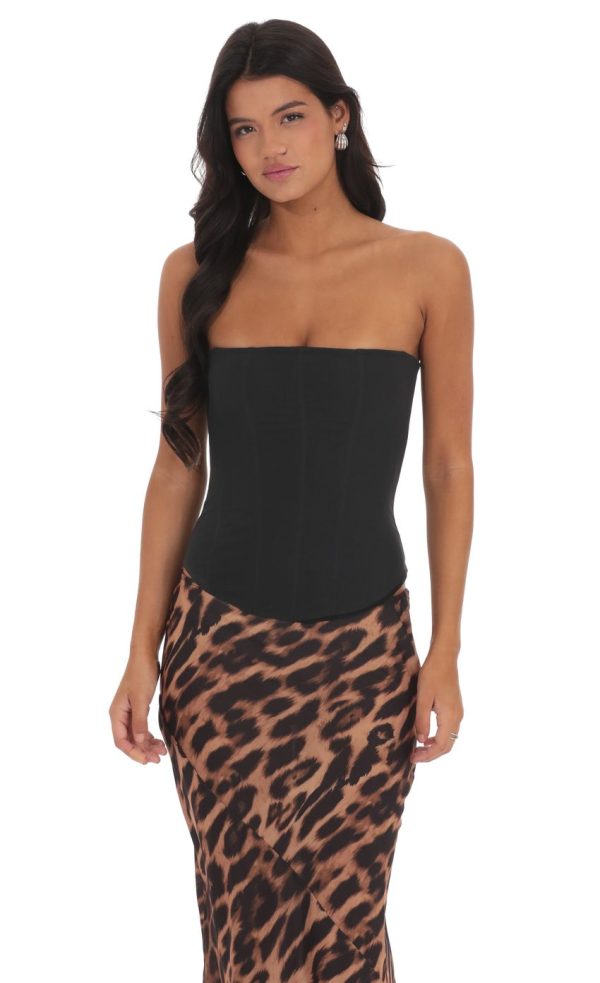 Mesh Strapless Corset Top in Black - Image 2
