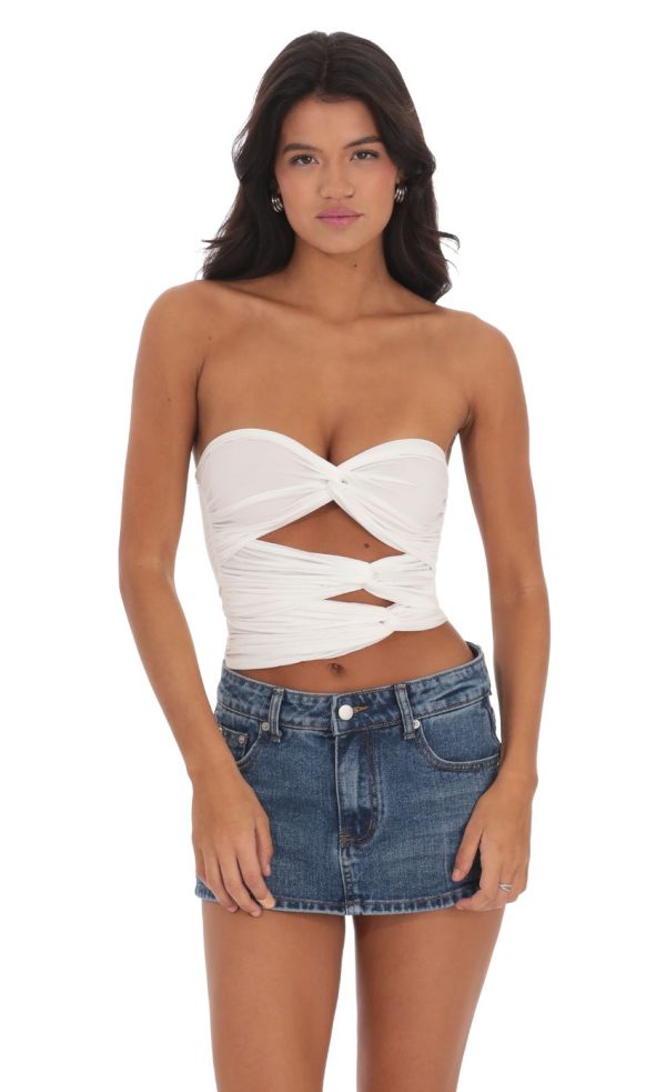 Cutout Twist Top in White