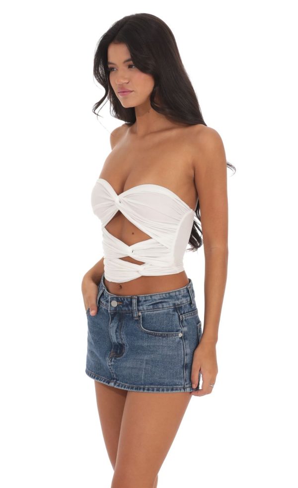 Cutout Twist Top in White - Image 3