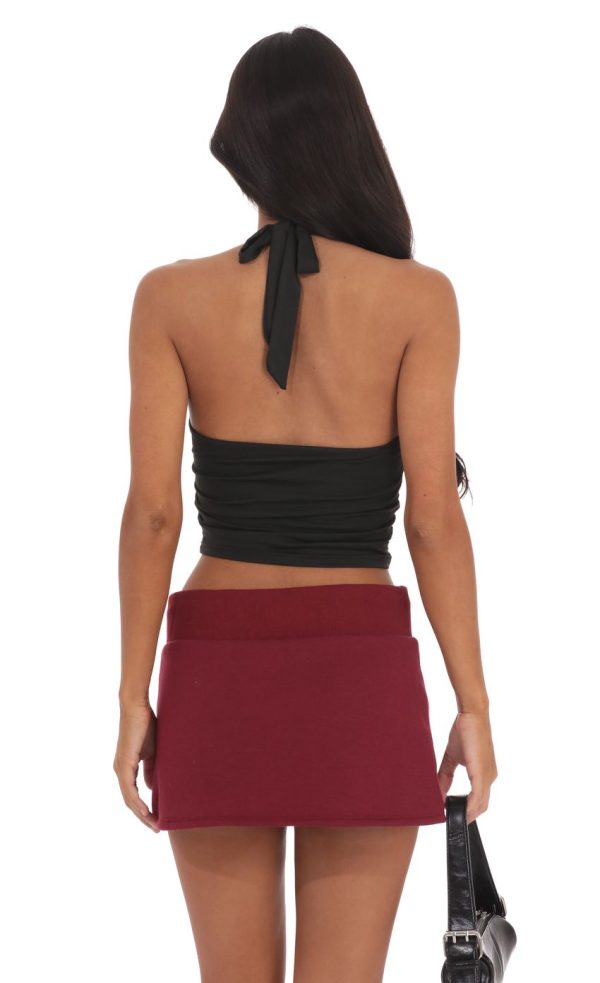 Ruched Halter Top in Black - Image 2