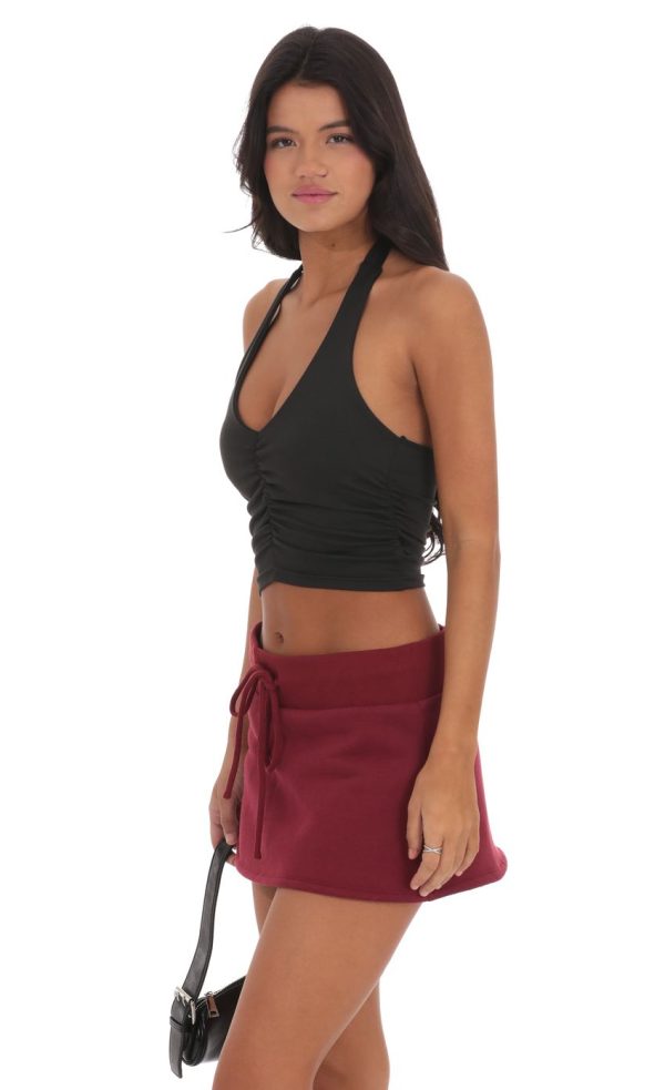 Ruched Halter Top in Black - Image 3