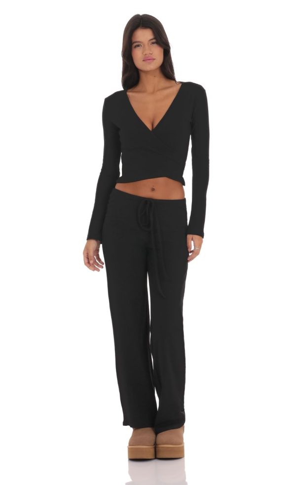 Two Piece Wrap Set in Black