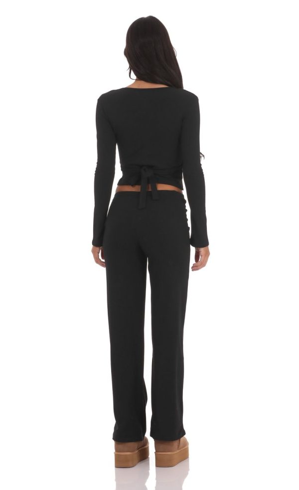 Two Piece Wrap Set in Black - Image 2