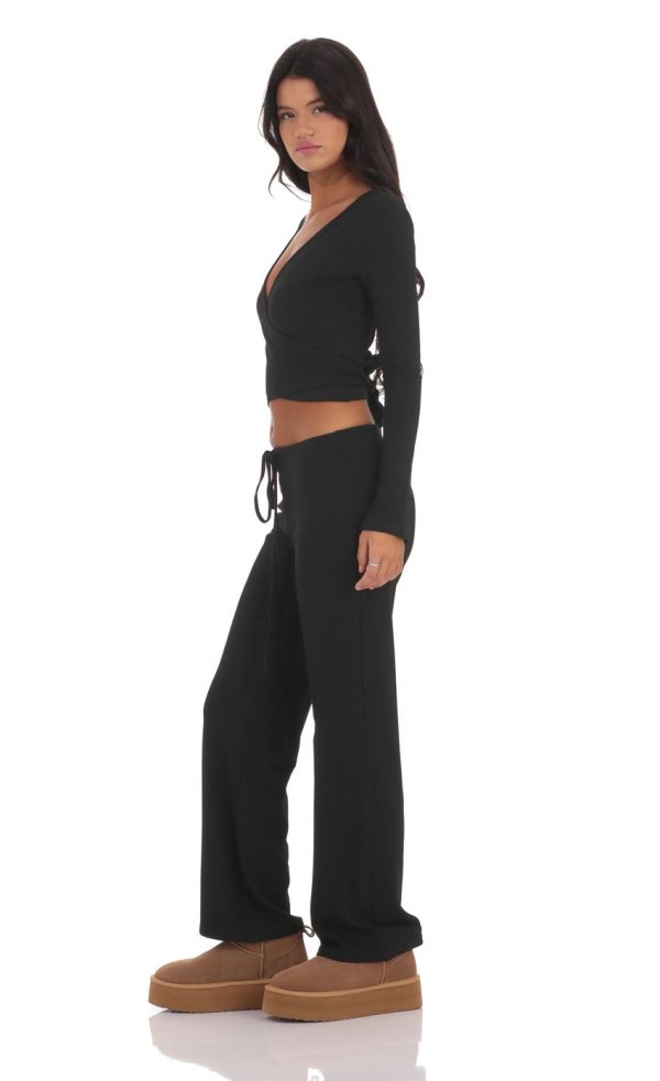 Two Piece Wrap Set in Black - Image 3
