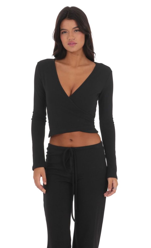 Two Piece Wrap Set in Black - Image 4