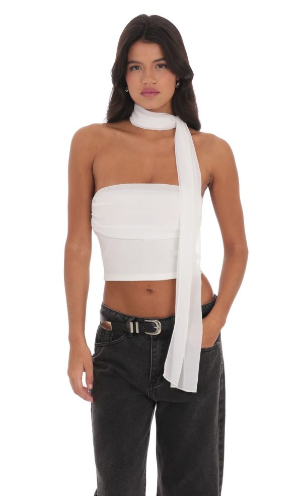 Strapless Scarf Top in White