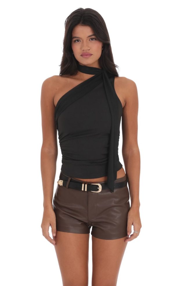 Scarf Halter Top in Black