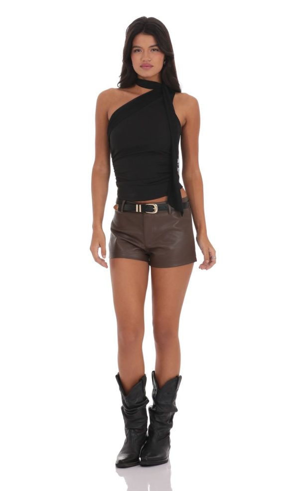 Scarf Halter Top in Black - Image 4