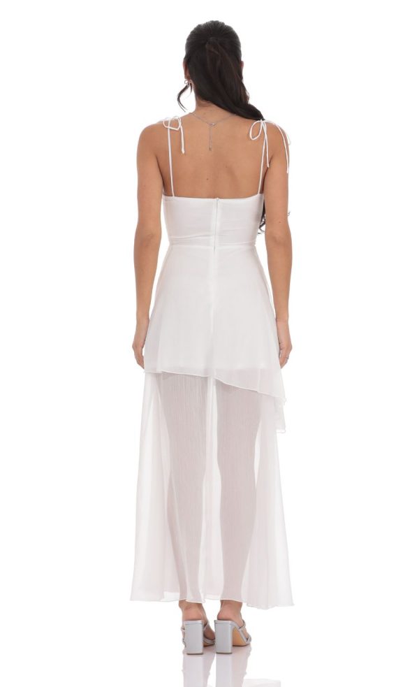 Flow Shimmer A-line Maxi Dress in White - Image 2
