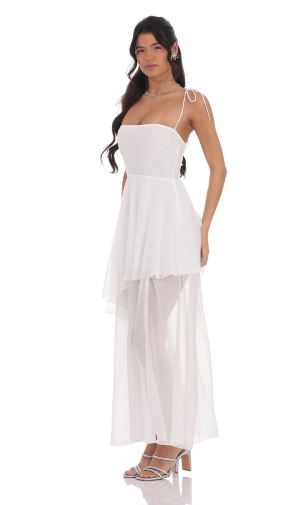 Flow Shimmer A-line Maxi Dress in White - Image 3