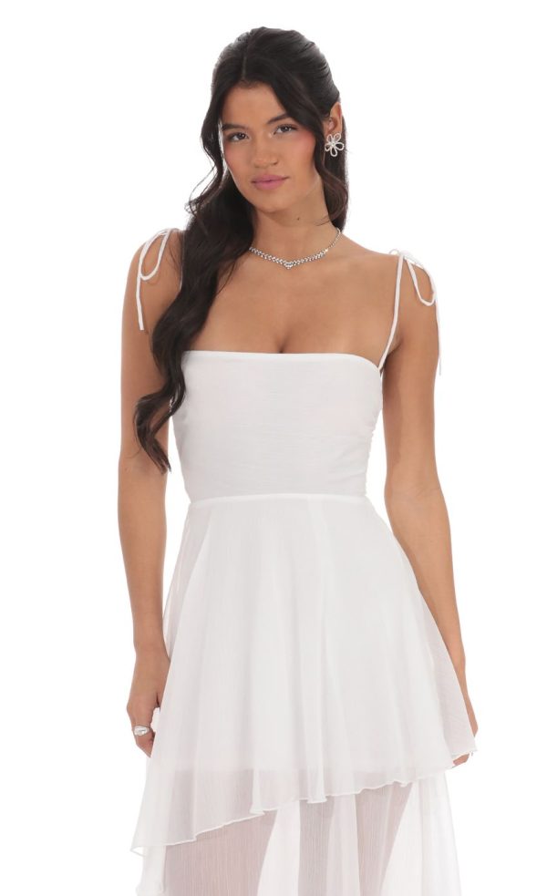 Flow Shimmer A-line Maxi Dress in White - Image 4