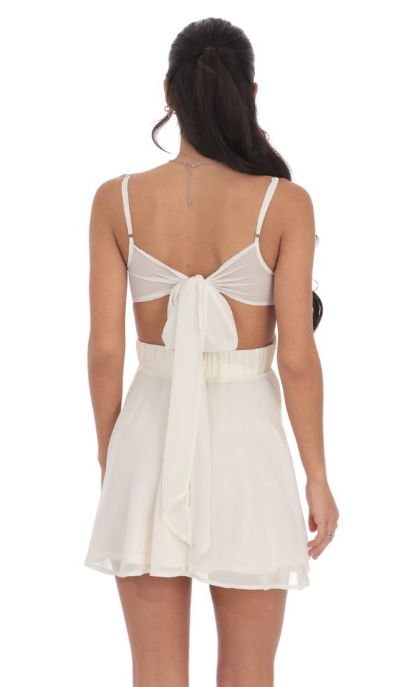 Cutout Fit and Flare Dress in Ivory - Image 2