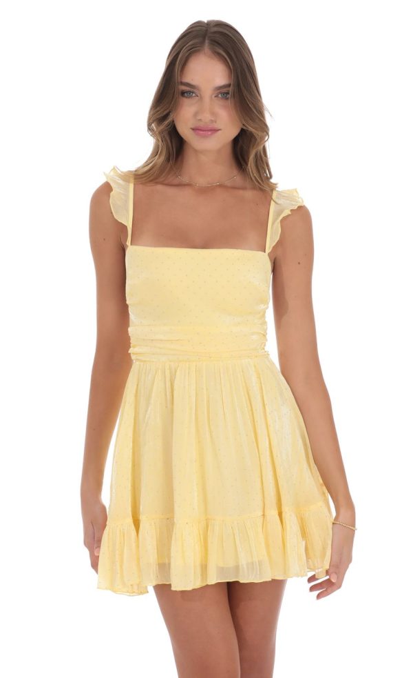 Rhinestone Fit and Flare Dress in Yellow - Image 2