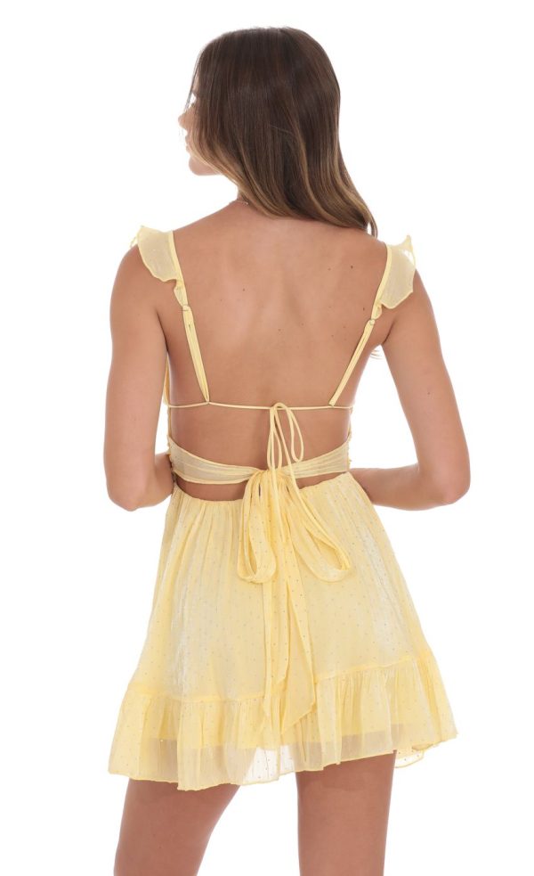 Rhinestone Fit and Flare Dress in Yellow - Image 3