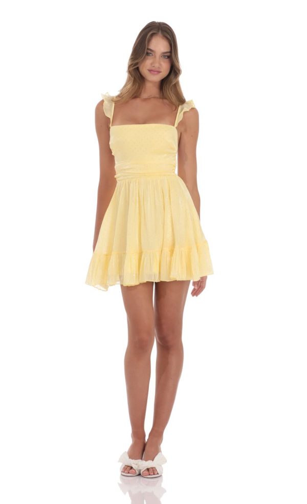 Rhinestone Fit and Flare Dress in Yellow - Image 4