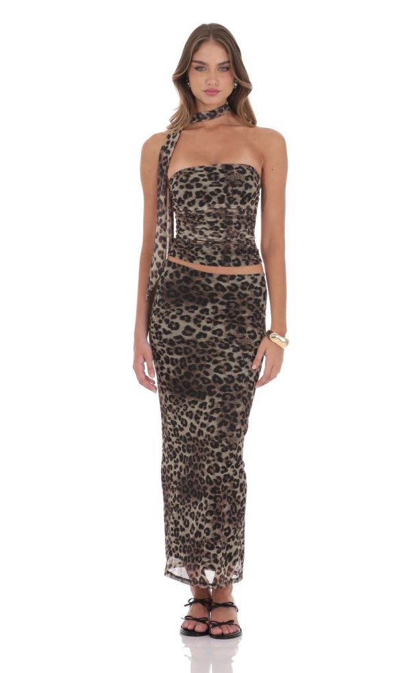 Mesh Maxi Skirt in Cheetah Print