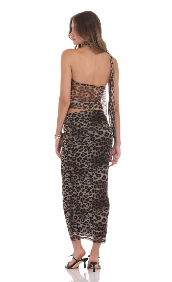 Mesh Maxi Skirt in Cheetah Print - Image 2