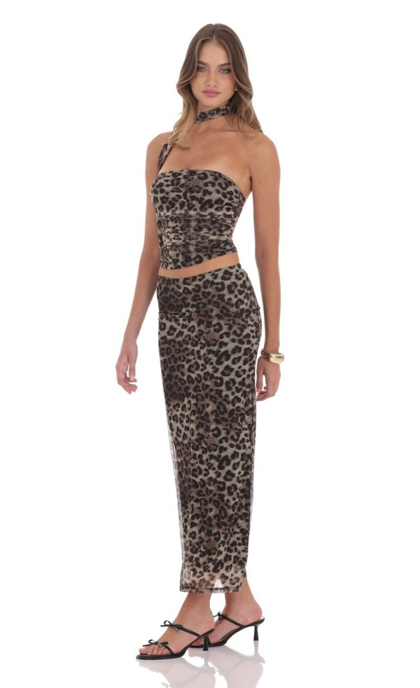 Mesh Maxi Skirt in Cheetah Print - Image 3