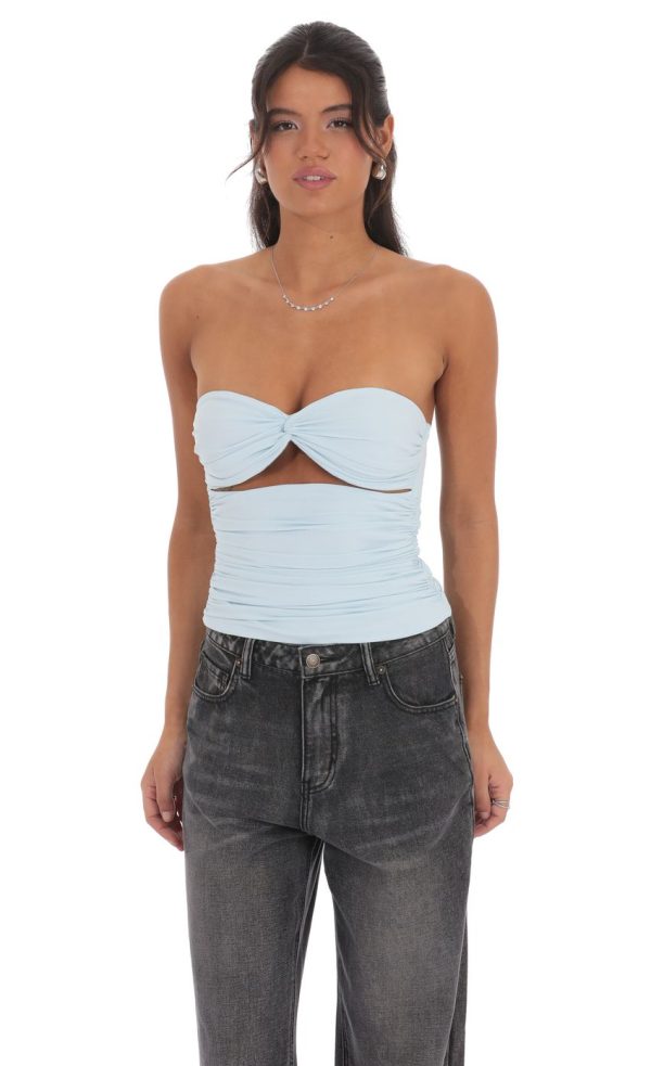 Two Piece Cutout Top in Light Blue